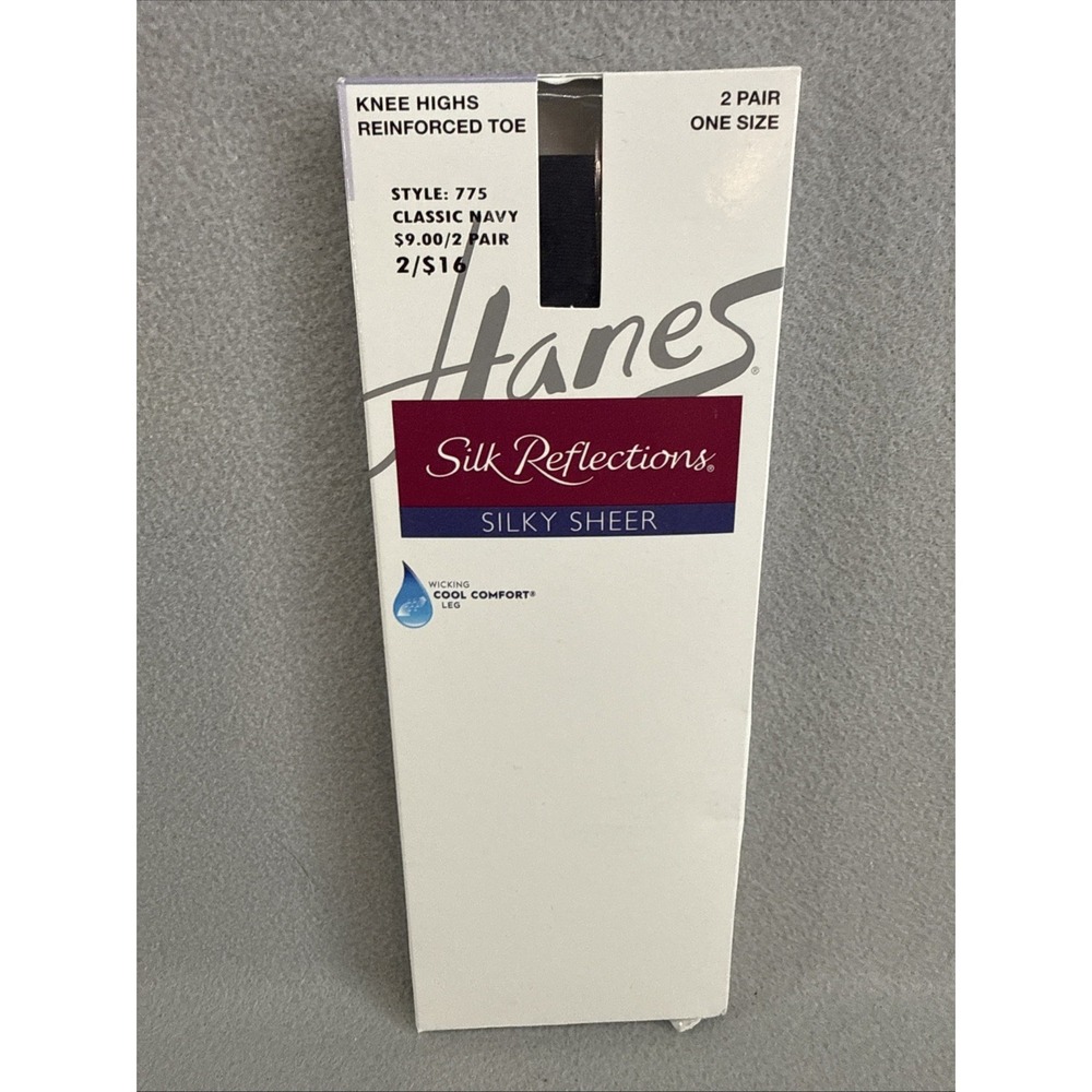 hanes silk reflections knee highs Style 775 Classic Navy P10